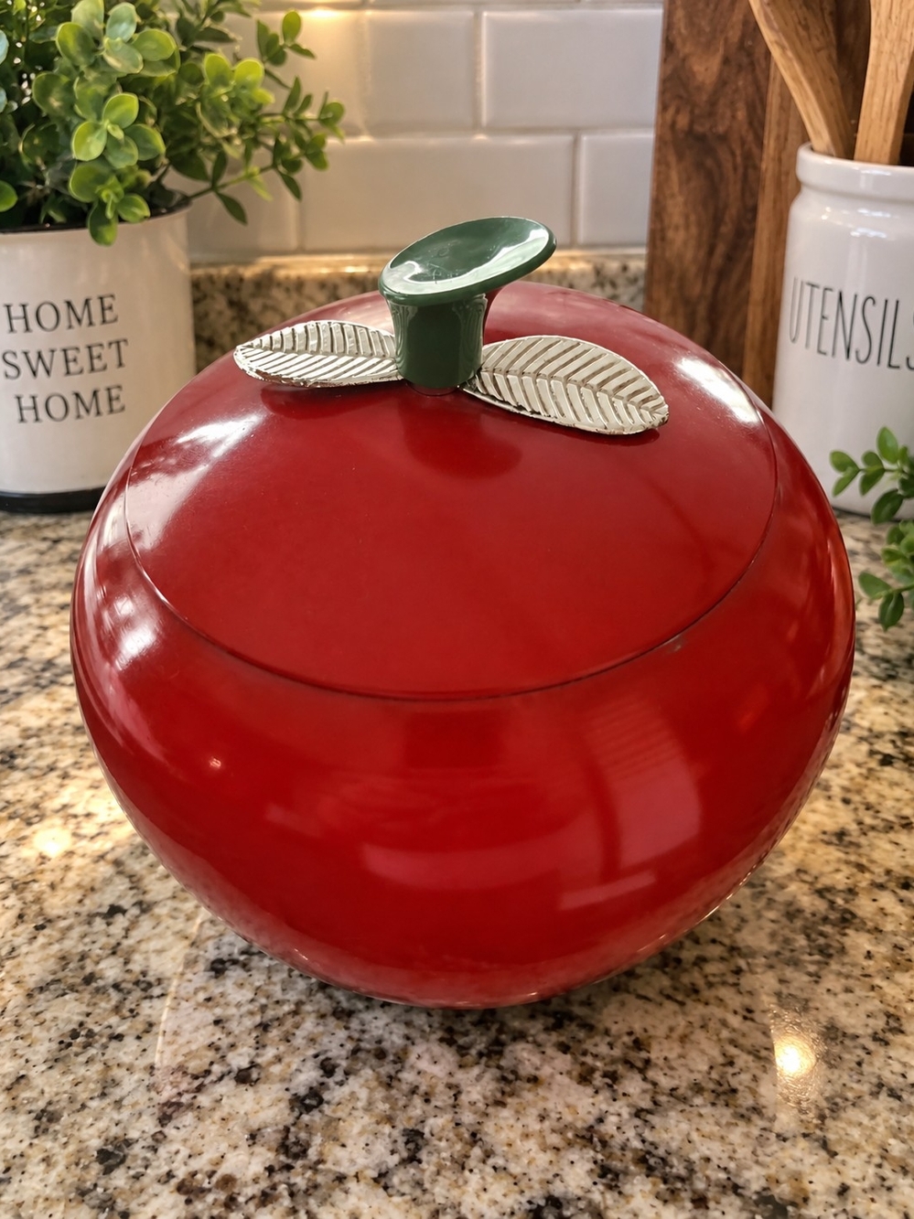 VTG Mid-Centry Aluminum Canister with Green Stem Lid 1950' / 1960's